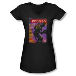 Judge Dredd Shirt Juniors V Neck 2000AD Black T-Shirt
