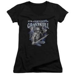 Masters Of The Universe Shirt Juniors V Neck Straight Outta Grayskull Black Tee T-Shirt