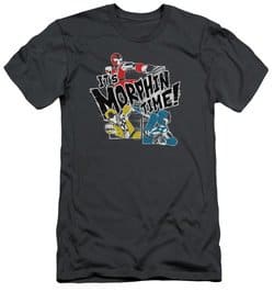Power Rangers Ninja Steel Slim Fit Shirt It's Morphin Time Charcoal T-Shirt