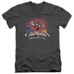 Power Rangers Ninja Steel Slim Fit V-Neck Shirt Blast Charcoal T-Shirt