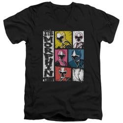 Power Rangers Ninja Steel Slim Fit V-Neck Shirt Morphin Time Black T-Shirt