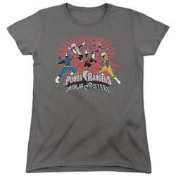 Power Rangers Ninja Steel Womens Shirt Blast Charcoal T-Shirt