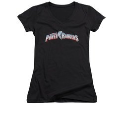 Power Rangers Shirt Juniors V Neck Saban's Rangers Black T-Shirt