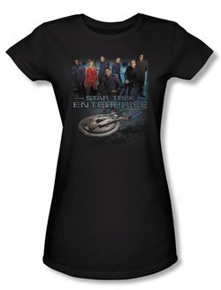 Star Trek Juniors Shirt Enterprise Crew Black Tee T-Shirt