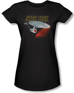 Star Trek Juniors T-shirt - Retro Enterprise Black Tee
