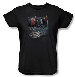 Star Trek Ladies Shirt Enterprise Crew Black Tee T-Shirt