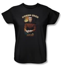 Star Trek Ladies Shirt Poker Face Black Tee T-Shirt