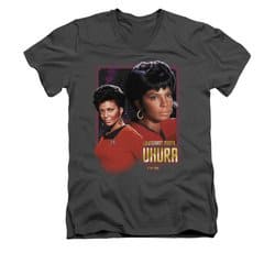 Star Trek - The Original Series Shirt Slim Fit V Neck Lieutenant Uhura Charcoal Tee T-Shirt