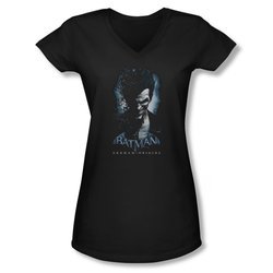 Arkham Origins Shirt Juniors V Neck Joker Black T-Shirt