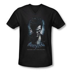 Arkham Origins Shirt Slim Fit V-Neck Joker Black T-Shirt