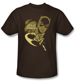 Batgirl T-shirt - DC Comics Flying Batgirl Adult Brown Tee