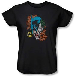 Batman-And-Robin Ladies T-shirt - Broken Visage DC Comics Black