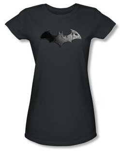 Batman Juniors T-Shirt - Arkham City Bat Logo Charcoal Tee