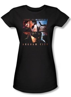 Batman Juniors T-Shirt - Arkham City Escape Is Impossible Black Tee