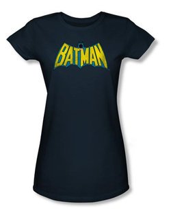 Batman Juniors T-Shirt - Classic Batman Logo Navy Blue Tee