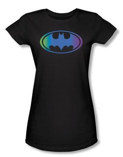 Batman Juniors T-Shirt - Gradient Bat Logo Black Tee