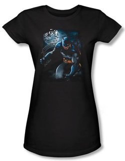 Batman Juniors T-Shirt - Light Of The Moon Black Tee