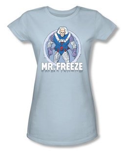 Batman Juniors T-Shirt - Mr Freeze Light Blue Tee