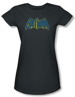 Batman Juniors T-Shirt - Sketch Logo Charcoal Tee