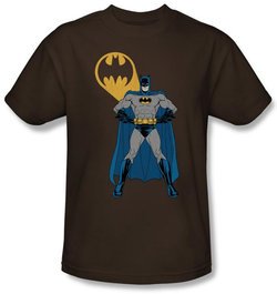 Batman Kids T-Shirt - Arms Akimbo Bats Youth Coffee Brown Tee