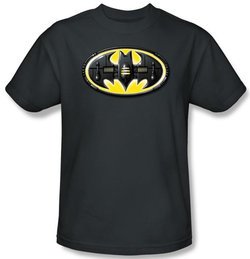 Batman Kids T-Shirt - Bat Mech Logo Youth Charcoal Gray Tee