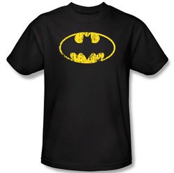 Batman Kids T-Shirt - Classic Logo Distressed Youth Black Tee