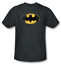 Batman Kids T-Shirt - Destroyed Logo Youth Charcoal Tee