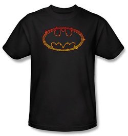 Batman Kids T-Shirt - Flame Outlined Logo Youth Black Tee