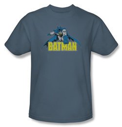 Batman Kids T-Shirt - Retro Distressed Youth Dusk Blue Tee