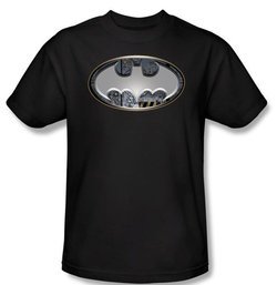 Batman Kids T-Shirt - Steel Wall Shield Youth Black Tee