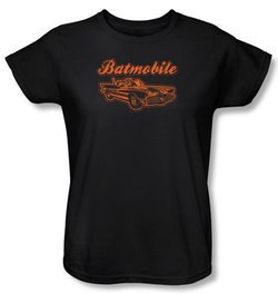 Batman Ladies T-Shirt - Batmobile Black Tee