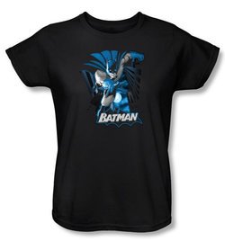 Batman Ladies T-Shirt - Blue and Grey Black Tee