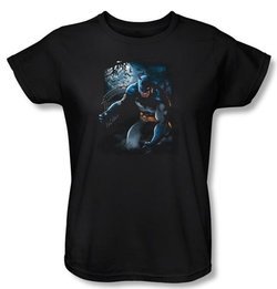 Batman Ladies T-Shirt - Light Of The Moon Black Tee