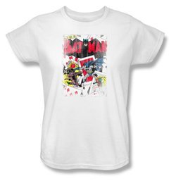 Batman Ladies T-Shirt - Number 11 Distressed White Tee