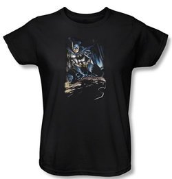 Batman Ladies T-Shirt - Perched Black Tee