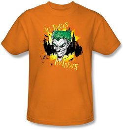 Batman T-Shirt - All Tricks No Treats Adult Orange Tee