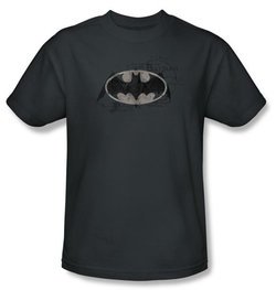 Batman T-Shirt - Arcane Bat Logo Adult Charcoal Gray Tee