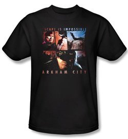 Batman T-Shirt - Arkham City Escape Is Impossible Adult Black Tee