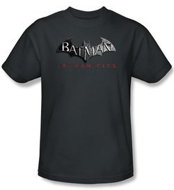 Batman T-Shirt - Arkham City Logo Adult Charcoal Tee