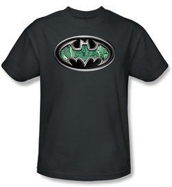 Batman T-Shirt - Circuitry Shield Adult Charcoal Grey Tee