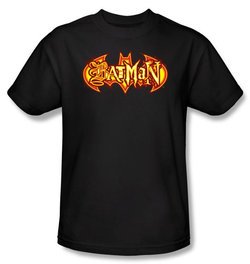 Batman T-Shirt - Fiery Shield Adult Black Tee