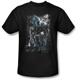 Batman T-Shirt - In The Rain Adult Black Tee