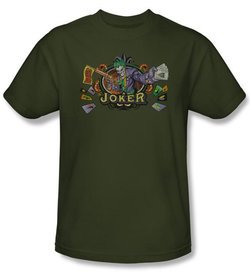 Batman T-Shirt - King Of Crazy Joker Adult Military Green Tee