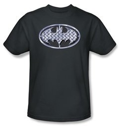 Batman T-Shirt - Steel Mesh Shield Adult Charcoal Grey Tee