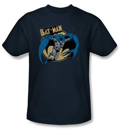 Batman T-Shirt - Through The Night Adult Navy Blue Tee