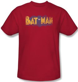 Batman T-Shirt - Vintage Logo Adult Red Tee