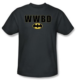 Batman T-Shirt - WWBD Bat Logo Adult Charcoal Grey Tee