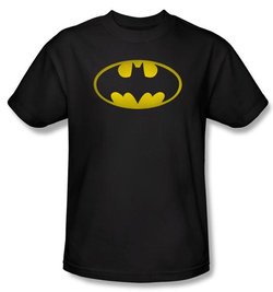 Batman T-Shirt - Washed Bat Logo Adult Black Tee