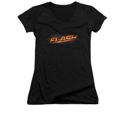 Flash Shirt Juniors V Neck Logo Black T-Shirt