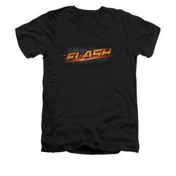 Flash Shirt Slim Fit V-Neck Logo Black T-Shirt